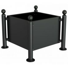 Metallinen kukkalaatikko koristepalloilla