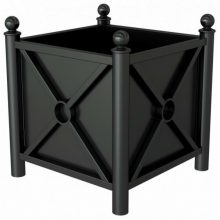 Metallinen kukkalaatikko ristikuviolla